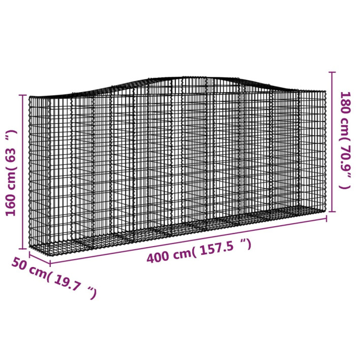 Obokana gabonska košara 400x50x160/180 cm pocinkano železo